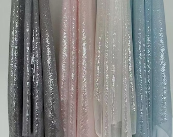 4Way Stretch Sequin Fabric,Embroidery Soft Well Drop 3mm Sequin Mesh,Sparkle Sequin Lace for Prom Party Evening Dress Gown,Backdrop Runner