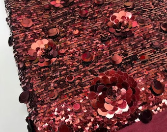 3D Floral Sequin Fabric,Sparkle Shiny Sequin Lace,Embroidery Full Sequin Dress Fabric,Prom Prom Evening Dancing Dress,Wedding Dress