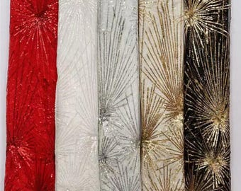 Fireworks Gold Sequin fabric,,Houte Couture Sequin Lace,Sparkle Flower Sequin Fabric for Bridal Dress Wedding Dress,Prom Party Evening Dress
