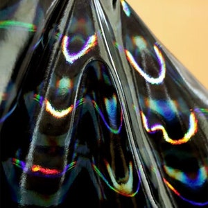 4-Way Stretch Iridescent Black Artificial Leather Fabric,Holographic Faux Leather Fabric,Costumes,Casual Wear,Jackets,TheaterCrafts