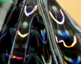 4-Way Stretch Iridescent Black Artificial Leather Fabric,Holographic Faux Leather Fabric,Costumes,Casual Wear,Jackets,TheaterCrafts