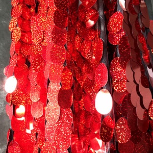 Holografiskt rött jumbo paljetttyg med tårdroppe, sjöjungfrupaljetttyg för kimono, balfest, festivalklänning, paljettbakgrund, festdekoration