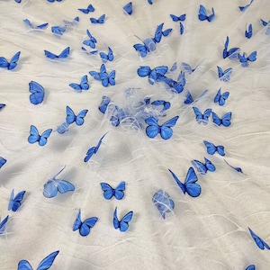 1 Yard Colorful 3D Butterfly Lace Fabric,Wedding Dress,Cotton Floral embroidered on Netting,French Lace Fabric,Bridal Dress Lace Fabric
