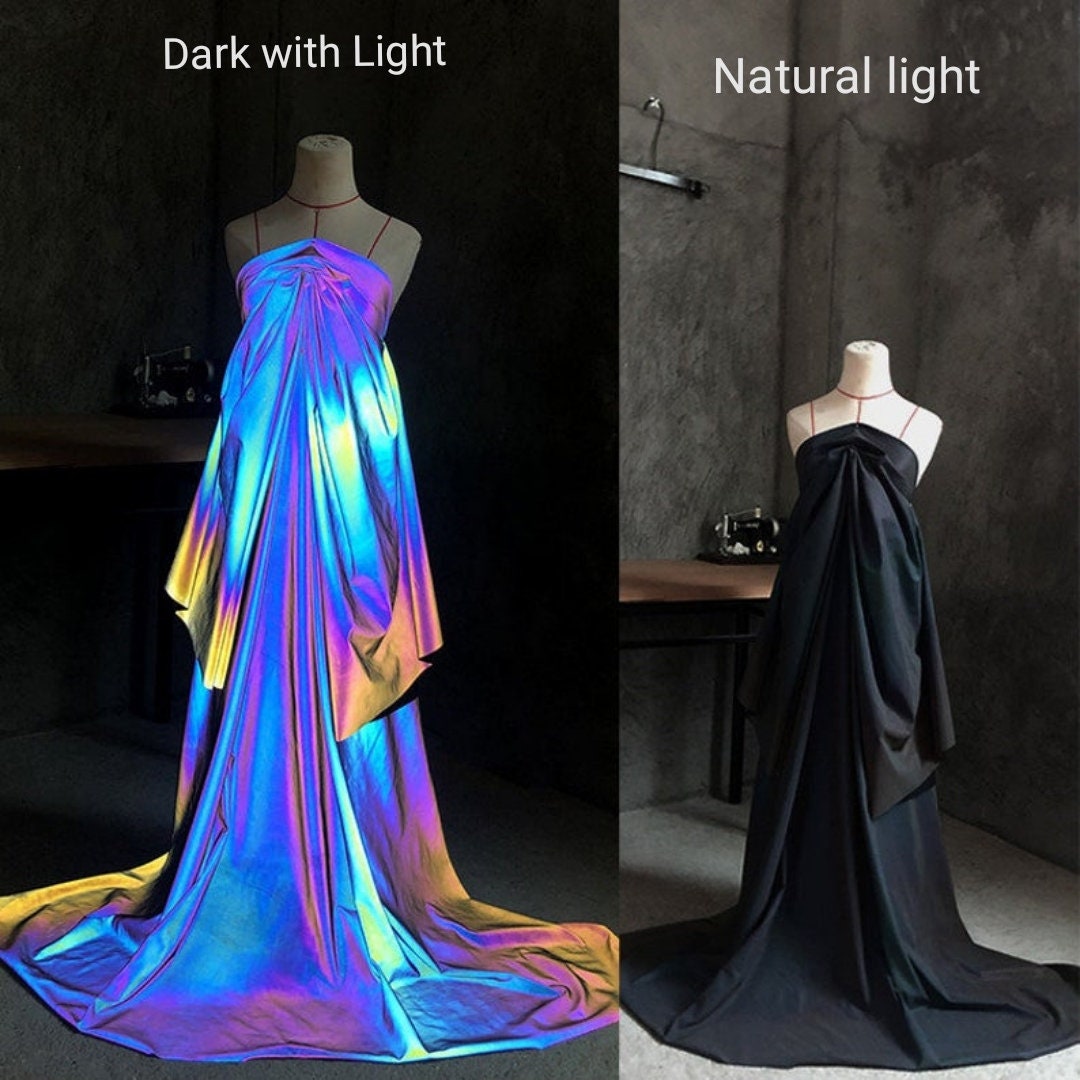 Iridescent Reflective STRETCH Fabric, Spandex, 4-way Stretch, High-vis,  Iridescent, Visibility Fabric, Rainbow, 3M, Holographic 