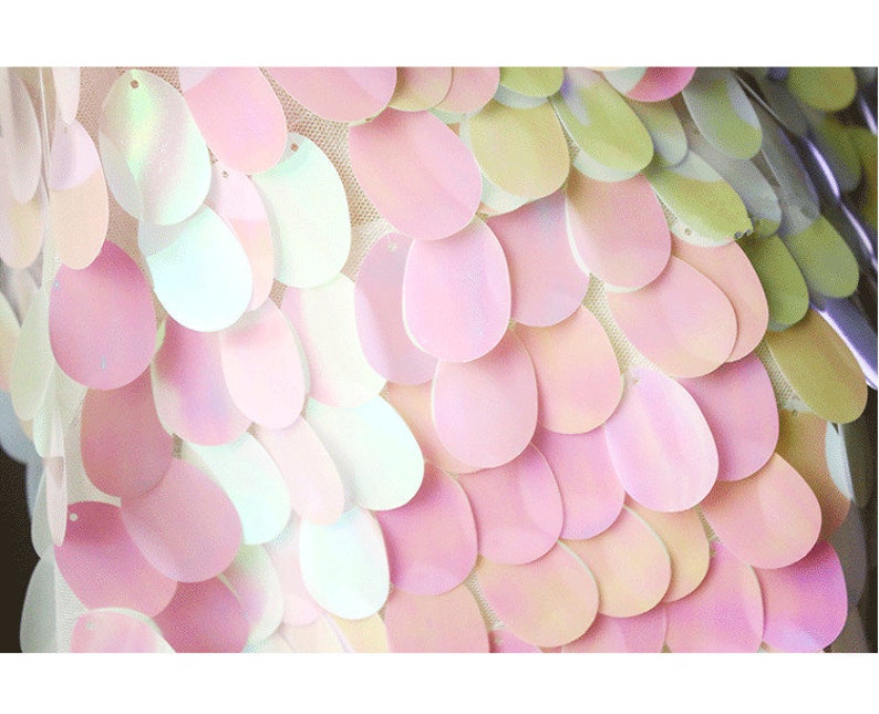 New!!1Yard Blush Pink Jumbo Sequin Fabric,Dangling Drop Sequin Tear Drop sequin Fabric,Baby Pink Mermaid Sequin Fabric,On Pink Mesh Fabric