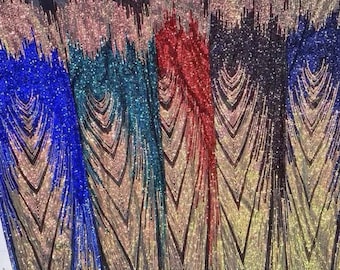 New!1Yards 2-Way Stretch Sequin Fabric,Soft Tulle Sequin Lace Fabric,Iridescent Sequin Dress Prom Dress,Houte Couture Fabric,Wedding Dress