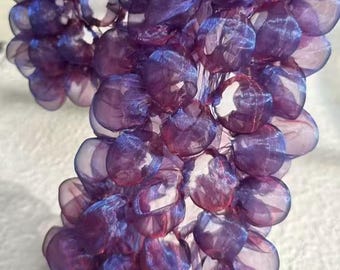 3D Blue Purple Bubble OrganzaFabric,Heat Setting Puff Sheer Texture Plump Grapes Lace Trim for Fashion Design,Costume,DIY Craft Supplies