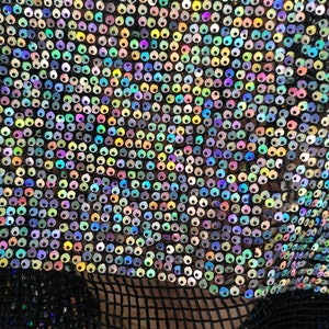 1Yard Iridescent SilverSequin Fabric,Coachella Outfit Clothing,Soft Hollow Out Sequin,Kimono Dress,Holographic Disco Rave,Festival Clothing