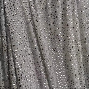 4Way Stretch Heavy Crystal Rhinestone Fabric,Crystal Silver Rhinestone Stick on Soft Tulle,Sparkle Bead Lace,Party Dress,Prom Party Dress image 4