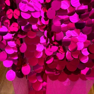 Tela de lentejuelas plateadas brillantes, tela de lentejuelas brillantes con gotas colgantes, tela de lentejuelas de sirena, fondo de lentejuelas, tela de espejo matelic 38#Hot Pink