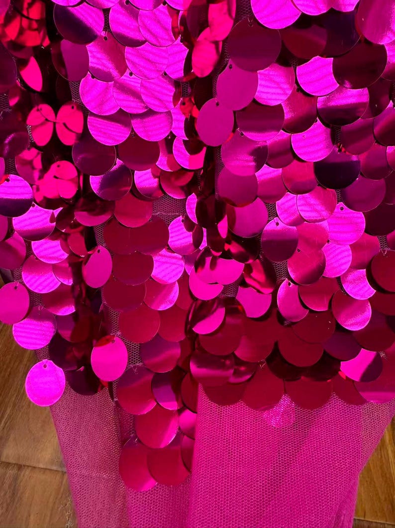 Tela de lentejuelas plateadas brillantes, tela de lentejuelas brillantes con gotas colgantes, tela de lentejuelas de sirena, fondo de lentejuelas, tela de espejo matelic 38#Hot Pink