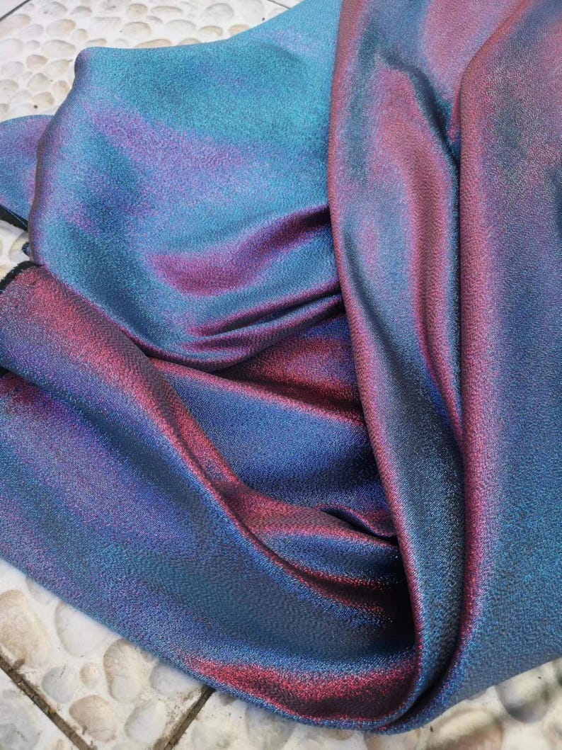 1 Yard Blue Silver 2Tone Jacquard Fabric,Holographic Prom Party Dress Fabric,Designer Fabric,Holloween Christmas Dress,Stage Costume Fabric image 20