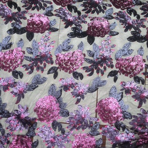 1 Yard Sequin Dress Fabric, Sequin dresses, Floral sequin Fabric,Sequin Lace Fabric, Floral Fabric
