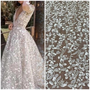 1 Yard High Quality Off-White Leaves Lace Fabric,Guipure Lace,Bridal Dress,Embroidery Lace Fabric,Bridal Lace,Wedding Dress,Flower Lace