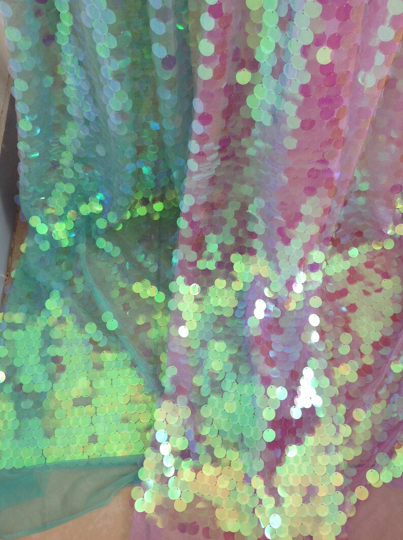 New1yard Iridescent Purple Sequin Fabric18mm Round Dangling Etsy