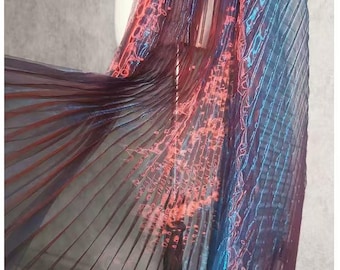 Iridescent Red Blue Pleated Organza Fabric,Fold Magic Organza Fabric,Ruff Lace Fabric,Veil Fabric,Party Decor,Cosplay,Crinkle Dress Gown