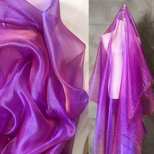 Iridescent Purple Blue Organza,Sparkle Crystal Gauze For Prom Evening Dress,Wedding Home Decor DIY Supplies,Gift,Stage Costume Farbic