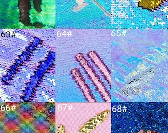 1Yard Mermaid Sequin Fabric,Mermaid Sequin 2Tone Flip Up Sequin Fabric,Sequin on Satin Fabric,Sequin Background,Has no Stretch,63 Colors