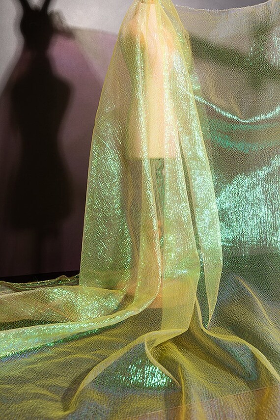 Shiny Iridescent Crinkle Sheer Organza Fabricpleated Texture - Etsy
