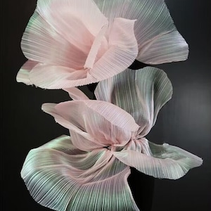 1Yard Mermaid Pleated Organza Fabric,Shiny Crinkled-Textured Organza,Gown,Craft,Stiff shape and Texture Decor,Costume Designer Fabric