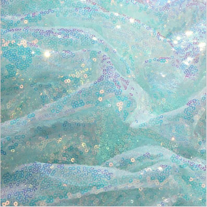 1yard Iridescent Sequin Fabricholographic Sequin Fabricblue | Etsy