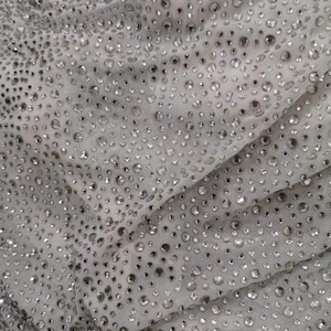 4Way Stretch Heavy Crystal Rhinestone Fabric,Crystal Silver Rhinestone Stick on Soft Tulle,Sparkle Bead Lace,Party Dress,Prom Party Dress image 3