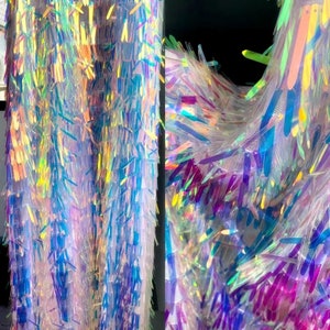 New!!1Yard Iridescent Transparent Pink Sequin Fabric,Geometry Fabric,Mermaid Sequin,Multicolor Kimono Sequin Fabric,Wholesale Fabric