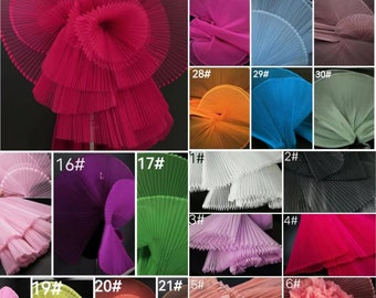 Pleated Hard  Fabric,Wrinkle Crumple Accordion Fold Tulle Fabric,Ruff Lace Fabric for Pleated-skirt,Cosplay,Prom Dress,Gauze,Events Costume