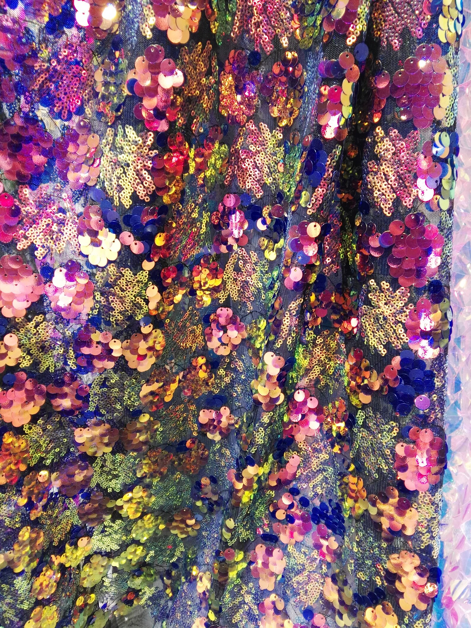 New1yard Iridescent Sequin Dress Fabricgrape Flower Sequin Etsy