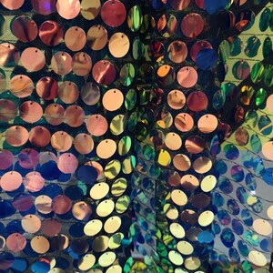 1 Yard Iridescent Pink Sequin Fabric,18MM Sequins on Pink Mesh, Paillette Circle Sequin Fabric,Iridescent Unicorn Fabric,Wholesale Fabric