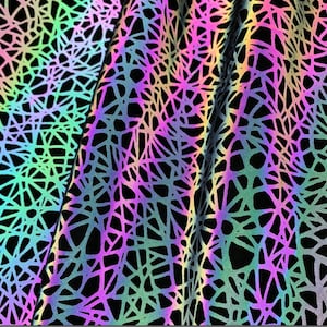 1Yard Reflective Fabric,Reflective Iridescent Rainbow Color in Night,Designer Fabric,Halloween Costue Fabric,4Way Stretch&No Stretch