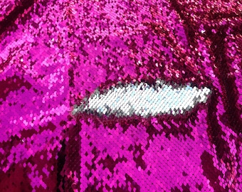1 yard Flip up Sequin Fabric,Reversible Sequin Fabric,Two-tone Sequins on Satin Fabric Has no Stretch,2Tone Fip up Mermaid Sequin Fabric