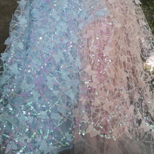 1Yard 3D Sequin Butterfly Lace Fabric,Butterfly Tulle Lace,Bridal Dress,Prom Dress,Girl Party Dress,Butterfly Dress,Birthday dress