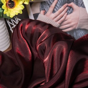 1 Yard Wine Cotton Silk Fabric,Soft and Smooth Well Drap Fabric,Wholesale Holographic Fabric,T-Shirt Fabric,60 Inches Wide,Prom Dress