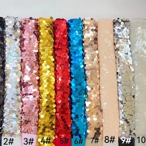 New1Yard Cream Color Sequin Fabric,Dangling Drop Sequin Fabric,Mermaid Sequin Fabric,Big Sequin on Mesh Fabric,Hout Couture Dress Fabric image 3