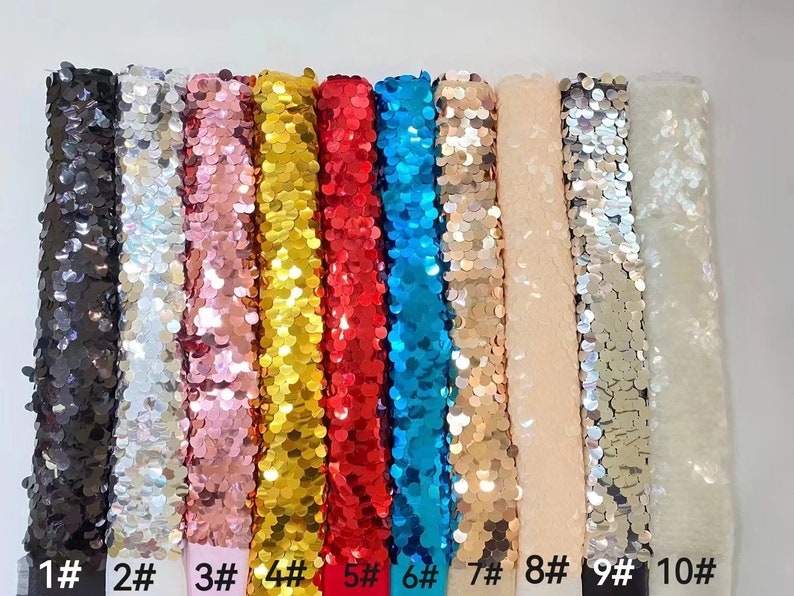 New1Yard Cream Color Sequin Fabric,Dangling Drop Sequin Fabric,Mermaid Sequin Fabric,Big Sequin on Mesh Fabric,Hout Couture Dress Fabric image 3