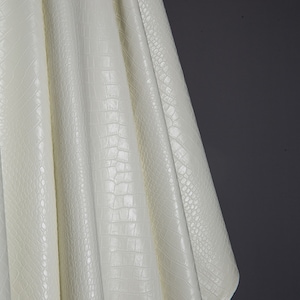 1 Yard Soft Crocodile Pattern Faux Leather,Off White Print Crocodile Leather,Clothes Bags Shoes Faux Leather,DIY Supplies,Designer Fabric