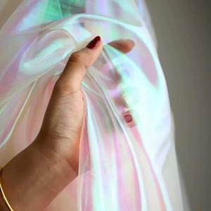 1 Yard Iridescent Holographic Gauze Fabric,Magic Organza Fabric.Wedding Dress,Background Fabric,Party Decor,DIY Supplies,Wholesale Fabric