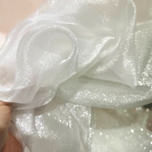 1 Yard Sparkle Shiny Hochzeit Stoff, hell funkelnde Crystal Clear White Mesh-Spitze-Gewebe für Abendkleid, Abschlussballkleid, Hochzeitszeremonie