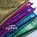 1 Yard Mermaid Fabric,Hologram Dragon Scale Spandex Fabric,Holographic Fish Scale Stretch Fabric,Foil Print Fabric,11 Colors for Choose