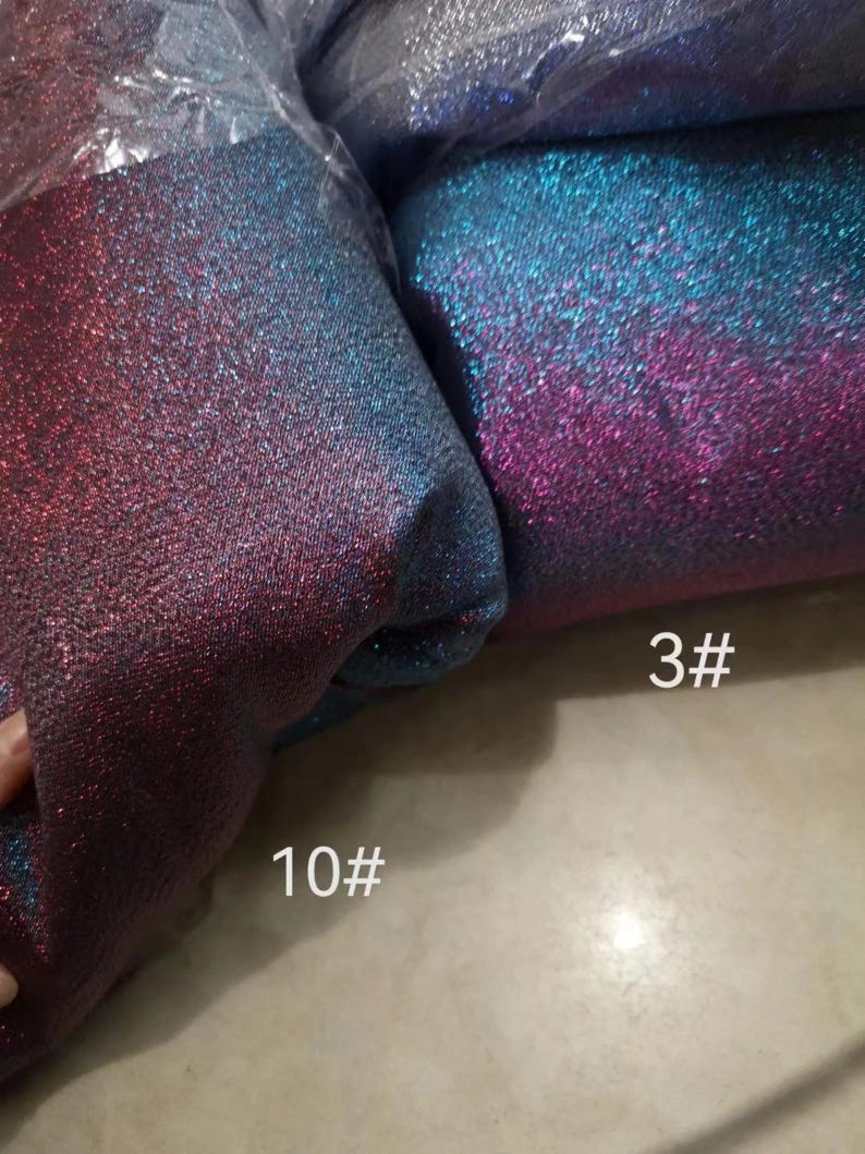 1 Yard Blue Silver 2Tone Jacquard Fabric,Holographic Prom Party Dress Fabric,Designer Fabric,Holloween Christmas Dress,Stage Costume Fabric image 13