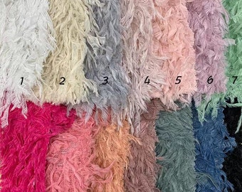 Imitation Feather Lace Fabric,Feather Tassel Fabric,Velvet Fabric,Feather Overcoat Cloth,Cosplay,Kimono Fabric,Coloful Lace Fabric