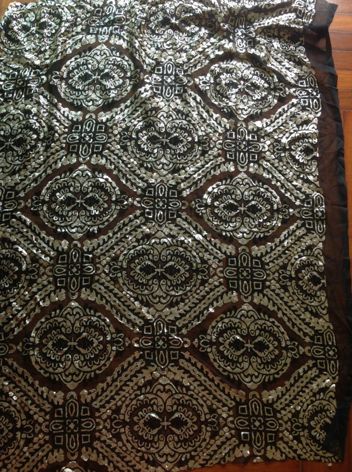 1 Yard Sequin Dress FabricGold Sequin FabricBlack and Gold Etsy