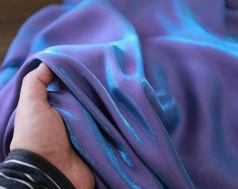 1 Yard Purple Blue Iridescent Cotton Silk Fabric,30Colors Soft and Smooth Well Drap Fabric,Wholesale Dress T-Shirt Fabric,60 Inches Wide