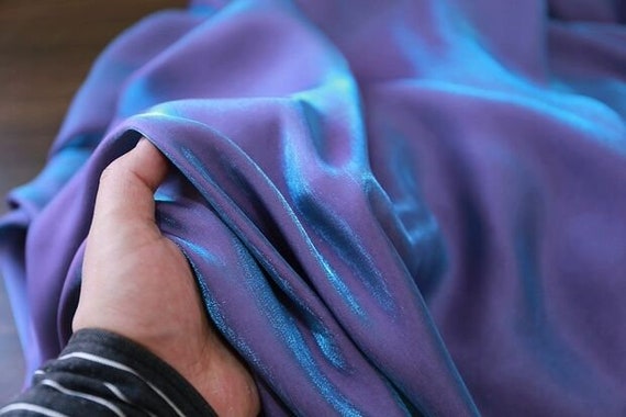 1 Yard Purple Blue Iridescent Cotton Silk Fabric,soft and Smooth
