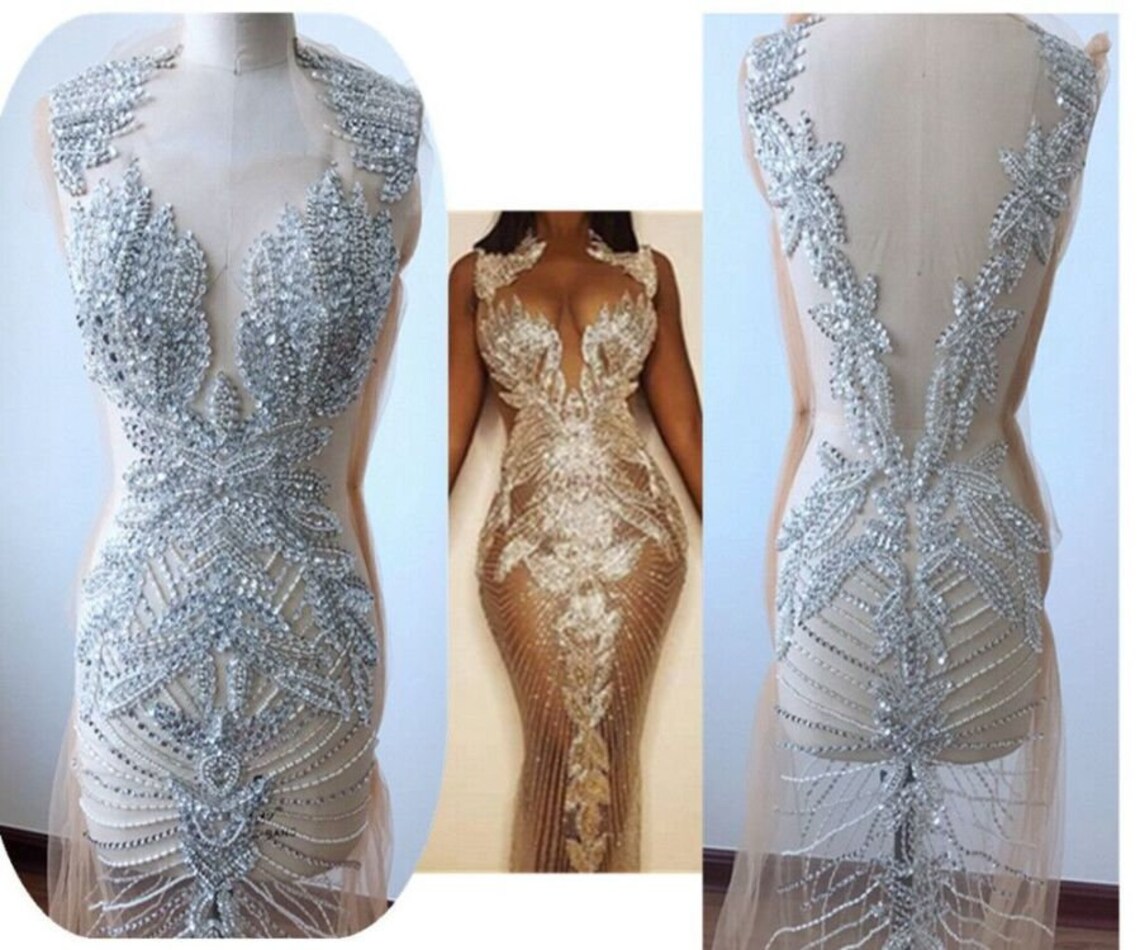 1set of 2 Pieces Silver Beaded Lace Lace Etsy