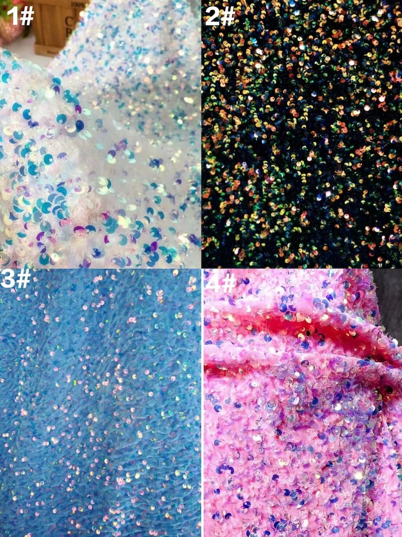 Sequine Color 1yard Velvet Sequin Fabric,3d Sequins on Strech Velvet Fabric ...