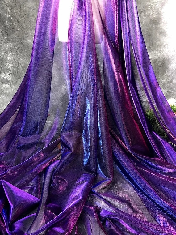 1yard Iridescent Purple Blue Mesh,2way Stretch Soft Smooth