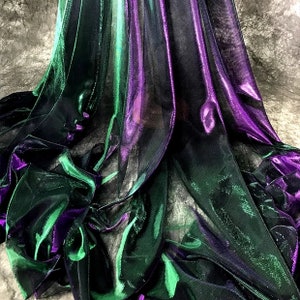 1Yard Iridescent Mesh Fabric,2Way Stretch Soft Smooth Magic Fabric,Halloween Cloak,2Tone Sheer Fabric,Laser Gradient Mesh Cloth for Cosplay