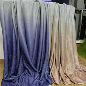 Gradient Glitter Spandex Fabric,2Way Stretch Shimmer for Prom Party Wedding Dress,Sparkle Women Dress Fabric,Dance Ombre Chang Color Fabric